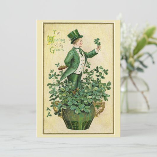 Carte De Remerciements Bonne Saint Patrick - Vintage (Debout devant)