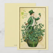 Carte De Remerciements Bonne Saint Patrick - Vintage (Devant / Derrière)