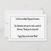 Carte De Remerciements Bonne semaine d'adjoint aux médecins (Dos)