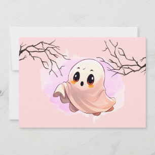 Carte De Remerciements Boo Baby shower Halloween Pink thème mignonne fête