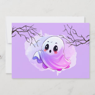 Carte De Remerciements Boo Baby shower Halloween violet à thème mignon fê