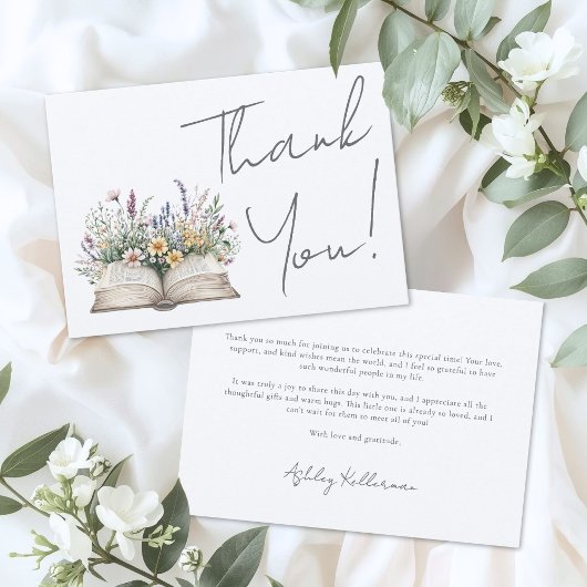 Carte De Remerciements Book Floral Thank You