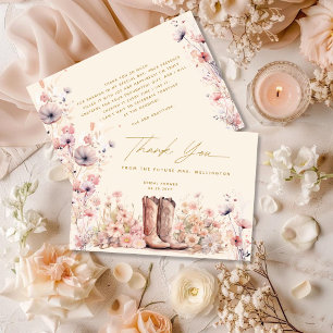 Carte De Remerciements Boots & Bubbly Floral Cowgirl Fête des mariées