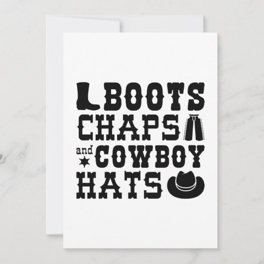 Carte De Remerciements Boots Chaps Et Cowboy Casquettes (Devant)