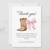 Carte De Remerciements Boots or Bows Western Gender Reveal (Devant)