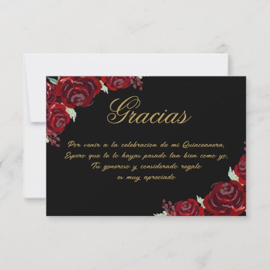 Carte de remerciements bordeaux noire (Devant)