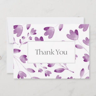 Carte De Remerciements Bords de fleurs d'aquarelle violet