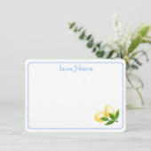 Carte De Remerciements Bordure bleue peinte à la main Nom des citrons Ama (Debout devant)