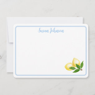 Carte De Remerciements Bordure bleue peinte à la main Nom des citrons Ama