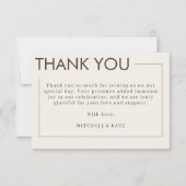 Carte De Remerciements Bordure Brown beige Mariage simple (Devant)