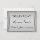 Carte De Remerciements Bordure d'angle argenté élégante (Devant)
