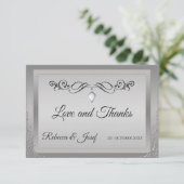 Carte De Remerciements Bordure d'angle argenté élégante (Debout devant)
