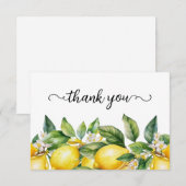 Carte De Remerciements Bordure de citrons et de fleurs à l'aquarelle (Devant / Derrière)