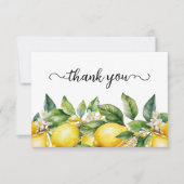 Carte De Remerciements Bordure de citrons et de fleurs d'aquarelle (Devant)