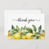 Carte De Remerciements Bordure de citrons et de fleurs d'aquarelle (Devant / Derrière)