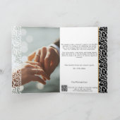 Carte De Remerciements Bordure de feuillage Mariage noir blanc plié (Intérieur)