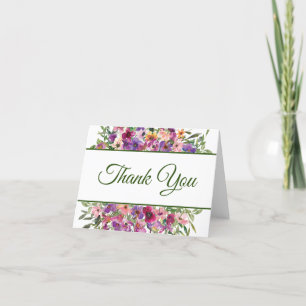 Carte De Remerciements Bordure de jardin floral pourpre
