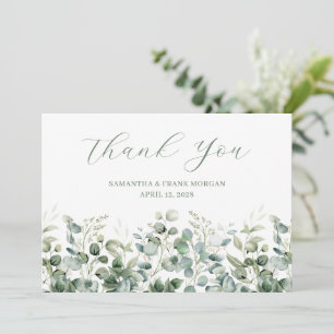 Carte De Remerciements Bordure de mariage à la gouache Eucalyptus verdure