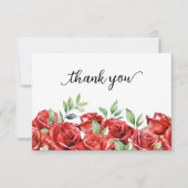 Carte De Remerciements Bordure de roses rouges à l'aquarelle (Devant)