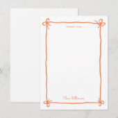 Carte De Remerciements Bordure dessinée à la main avec ruban fantaisiste  (Devant / Derrière)