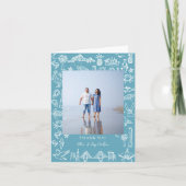 Carte De Remerciements Bordure en toile de Charleston en bleu (Devant)