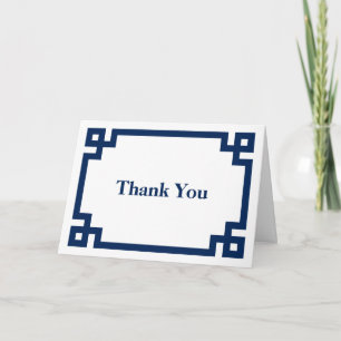 Carte De Remerciements Bordure Épaisse Clé Grecque Bleu Marine Foncé