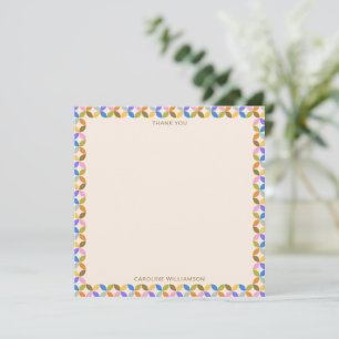 Carte De Remerciements Bordure géométrique moderne colorée nom personnali