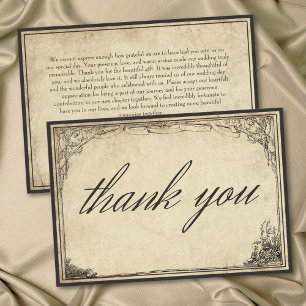Carte De Remerciements Bordure gothique médiévale vintage pour mariage su