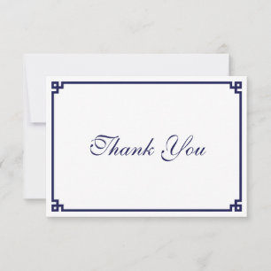 Carte De Remerciements Bordure grecque bleu marine foncé