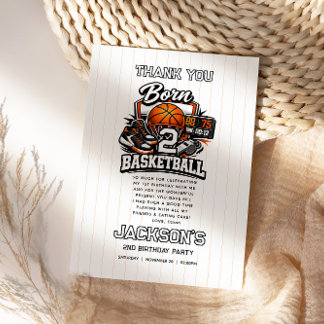 Carte De Remerciements Born 2 Basketball Sports Themed Boy 2nd Birthday