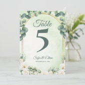 Carte De Remerciements Botanical Greenery Eucalyptus Wedding Table Number (Debout devant)