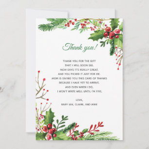Carte de remerciements botanique de baby shower de