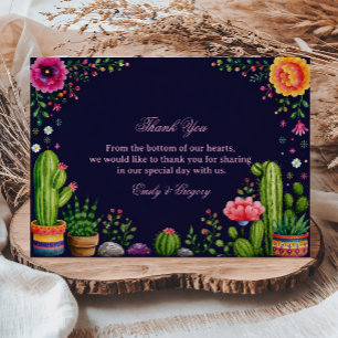 Carte De Remerciements Botanique Désertique Mexicaine Colorée