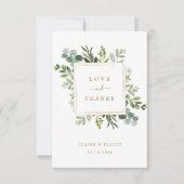 Carte de remerciements Botanique Gold Greenery (Devant)