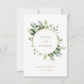 Carte de remerciements Botanique Gold Greenery (Devant)