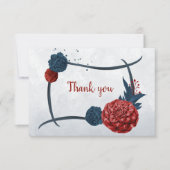 Carte De Remerciements botanique marine et bordeaux (Devant)