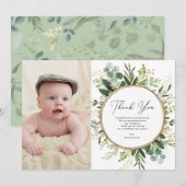 Carte De Remerciements Botanique moderne Eucalyptus Le vert 1er anniversa (Devant / Derrière)