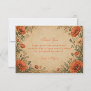 Carte De Remerciements Botanique Poppy Vintage
