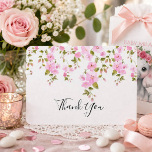 CARTE DE REMERCIEMENTS BOTANIQUE ROSE FLORAL