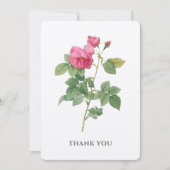 Carte De Remerciements Botanique Rose rose Vintage (Devant)