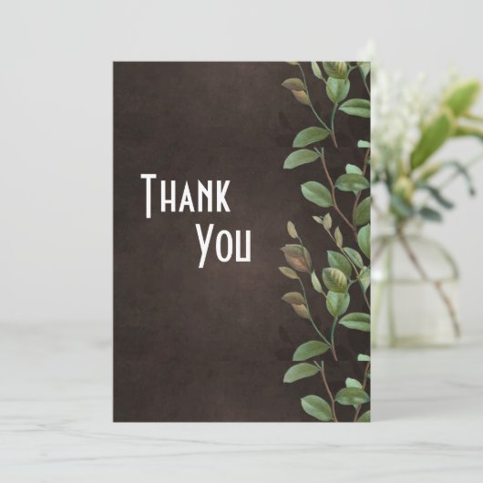 Carte De Remerciements Botanique.Végétation Brown Florale Plutôt (Debout devant)