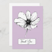 Carte de remerciements Botanique Violet - Fleur Co (Devant / Derrière)