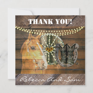 Carte De Remerciements Bottes de cow-boy à roue Western Horse Horseshoe W