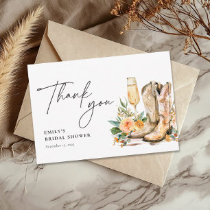 Carte De Remerciements Bottes et pétillant Shower Mariage Occidental