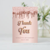 Carte De Remerciements Boucles rose or rose (Debout devant)