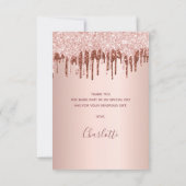 Carte De Remerciements Boucles rose or rose (Dos)