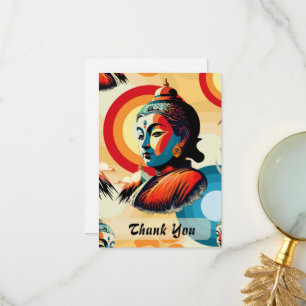 Carte De Remerciements Bouddha Lord Retro Pop Art Portrait