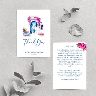 Carte De Remerciements Bougainvillée thème méditerranéen pour une fête de