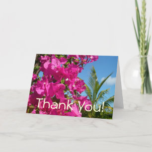 Carte De Remerciements Bougainvilliers et palmiers paysage tropical