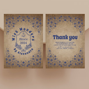 Carte De Remerciements Bougie d'apothèque bleu marine vintage
